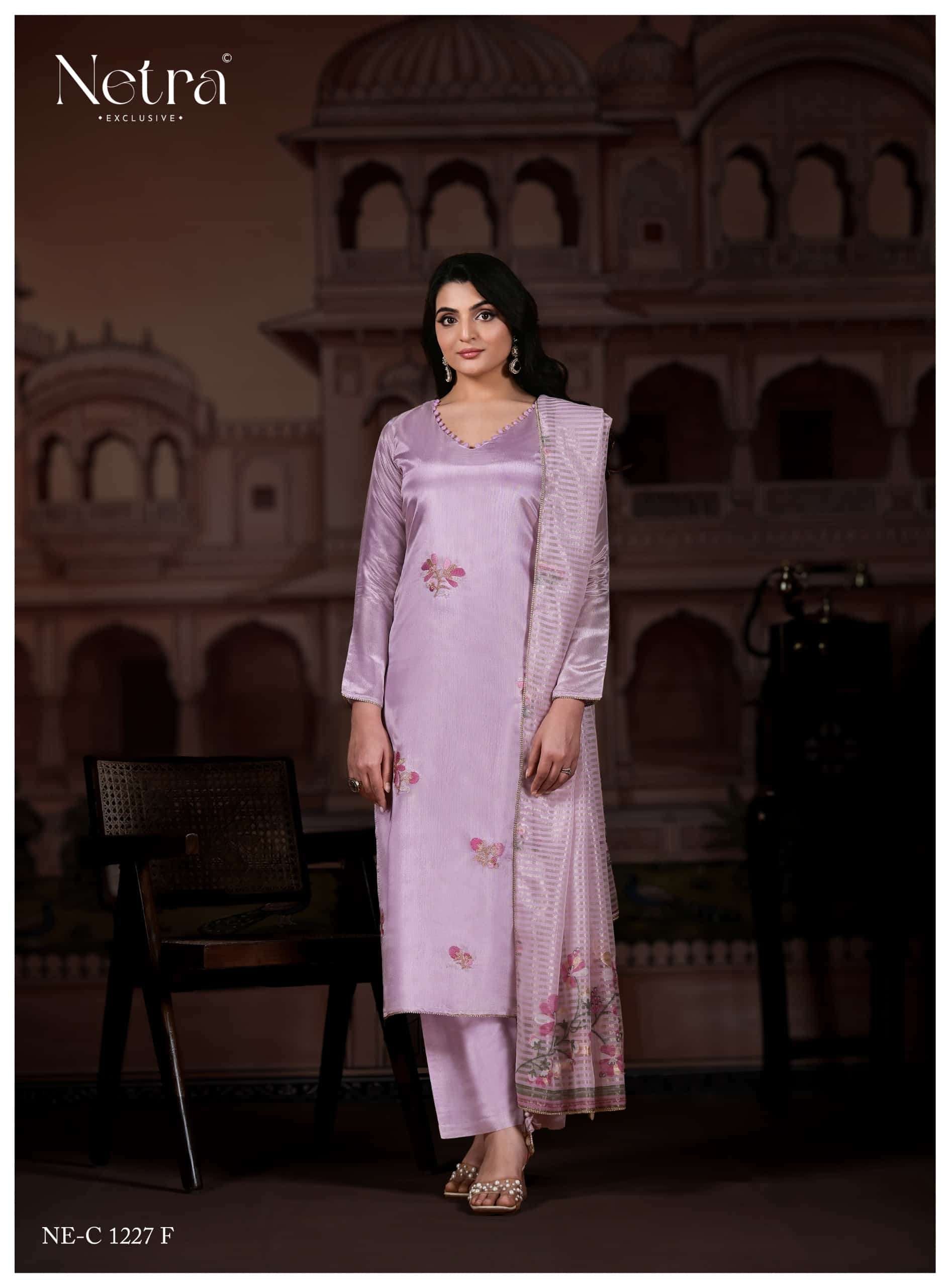 Netra Pratha Bemberg Gadwal Silk Dress Material