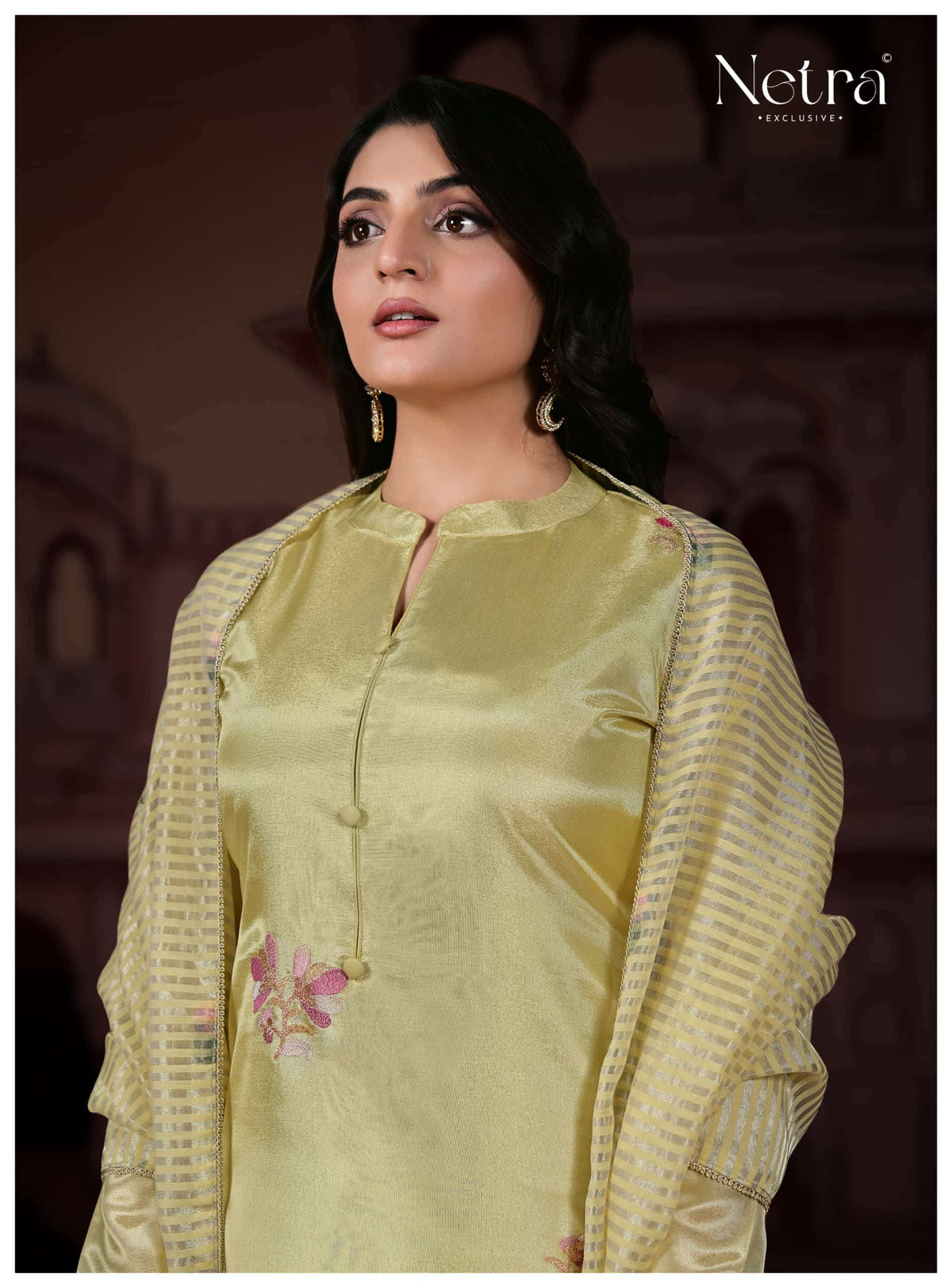 Netra Pratha Bemberg Gadwal Silk Dress Material