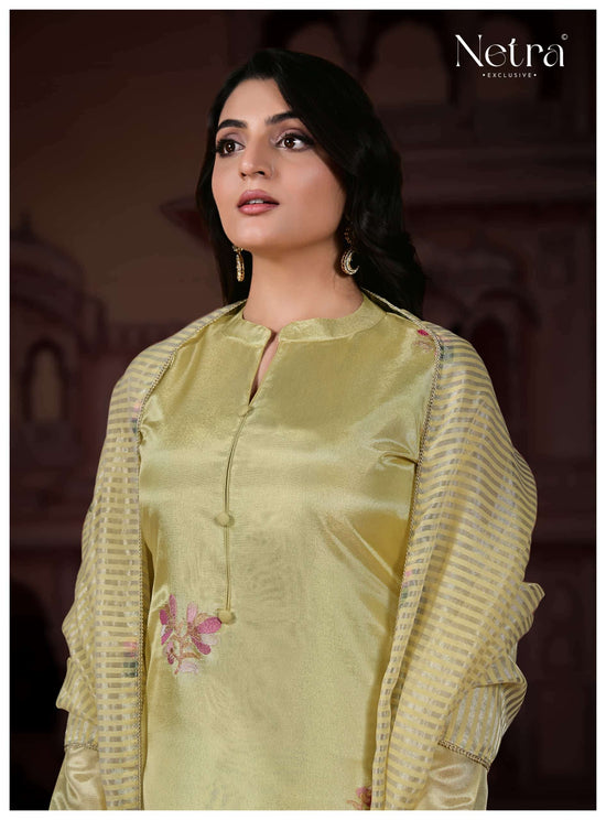 Netra Pratha Bemberg Gadwal Silk Dress Material