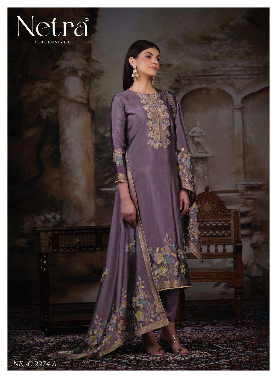 Netra Exclusive Purva Designer Viscose Silk Jacquard Suit Set
