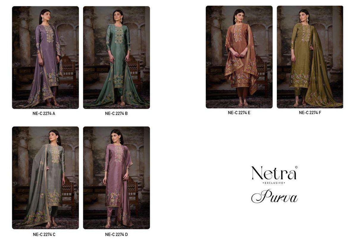Netra Exclusive Purva Designer Viscose Silk Jacquard Suit Set