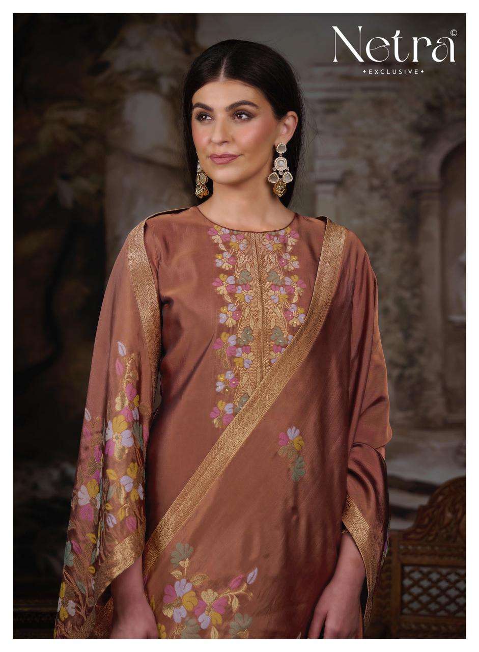 Netra Exclusive Purva Designer Viscose Silk Jacquard Suit Set