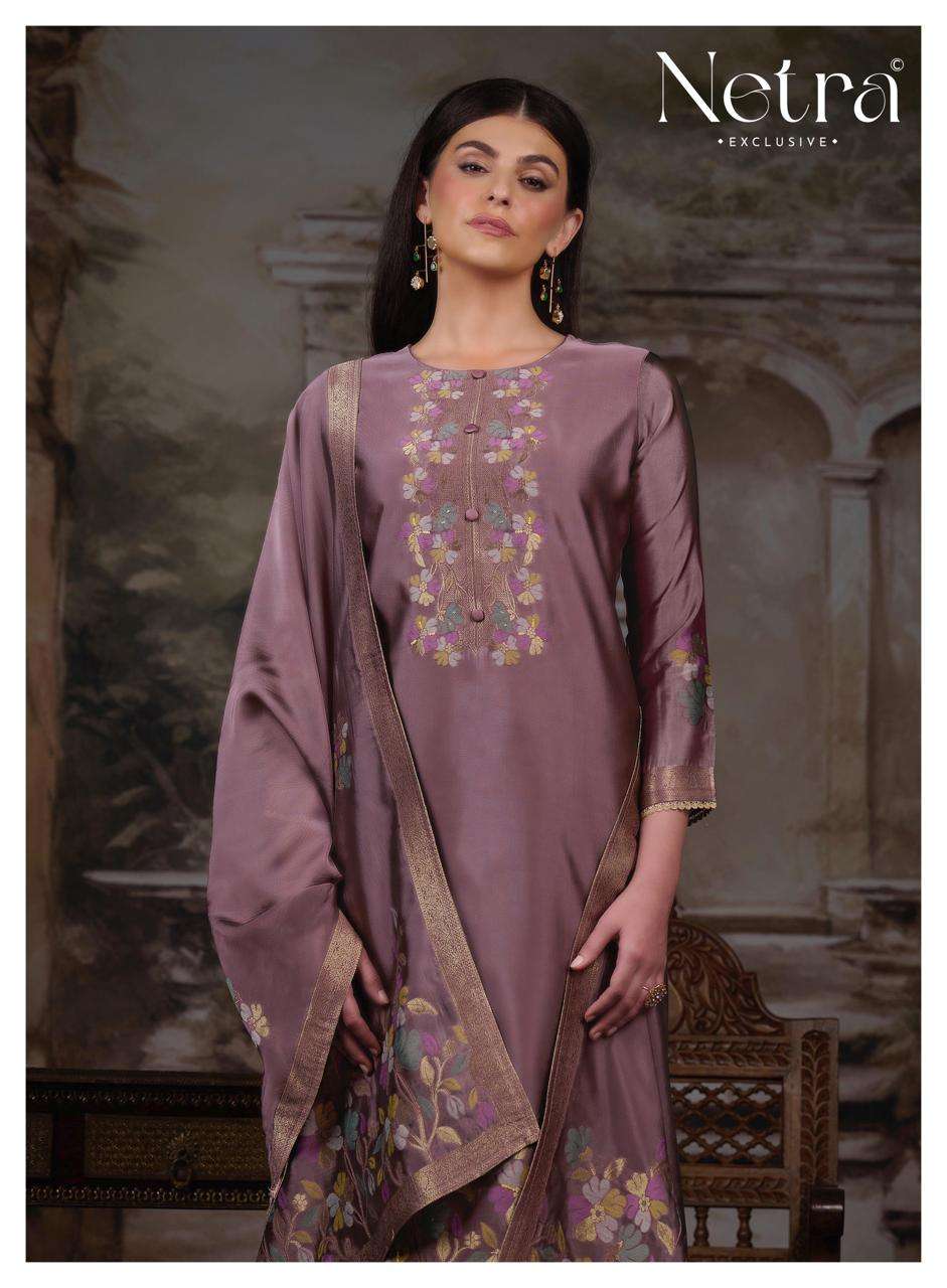 Netra Exclusive Purva Designer Viscose Silk Jacquard Suit Set