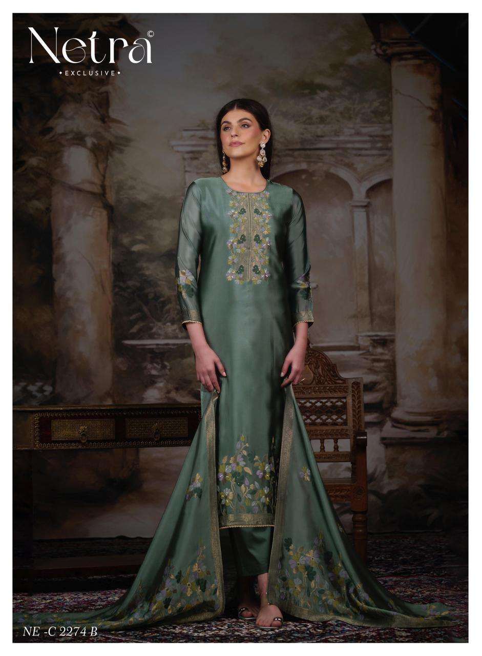 Netra Exclusive Purva Designer Viscose Silk Jacquard Suit Set