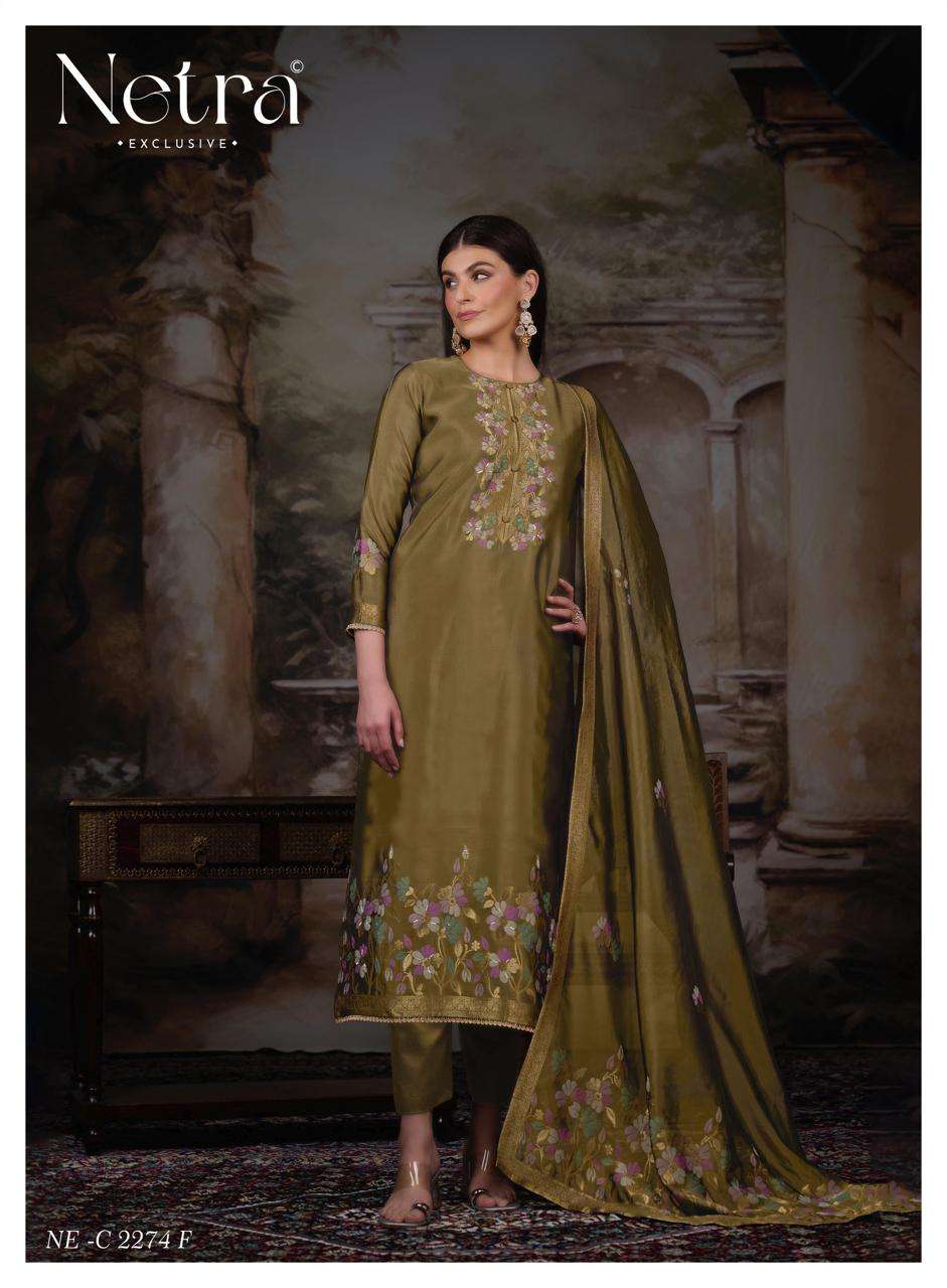 Netra Exclusive Purva Designer Viscose Silk Jacquard Suit Set