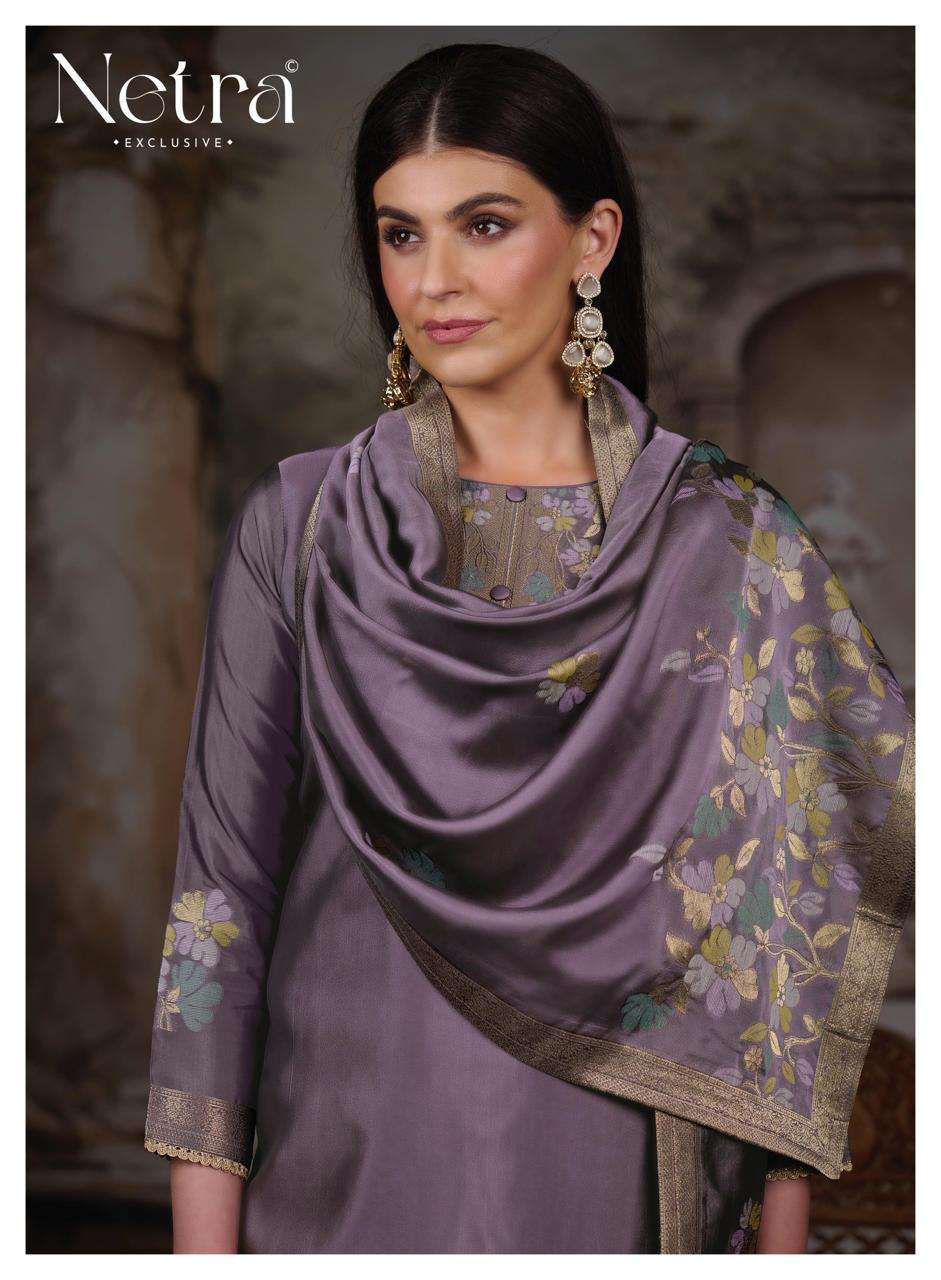 Netra Exclusive Purva Designer Viscose Silk Jacquard Suit Set