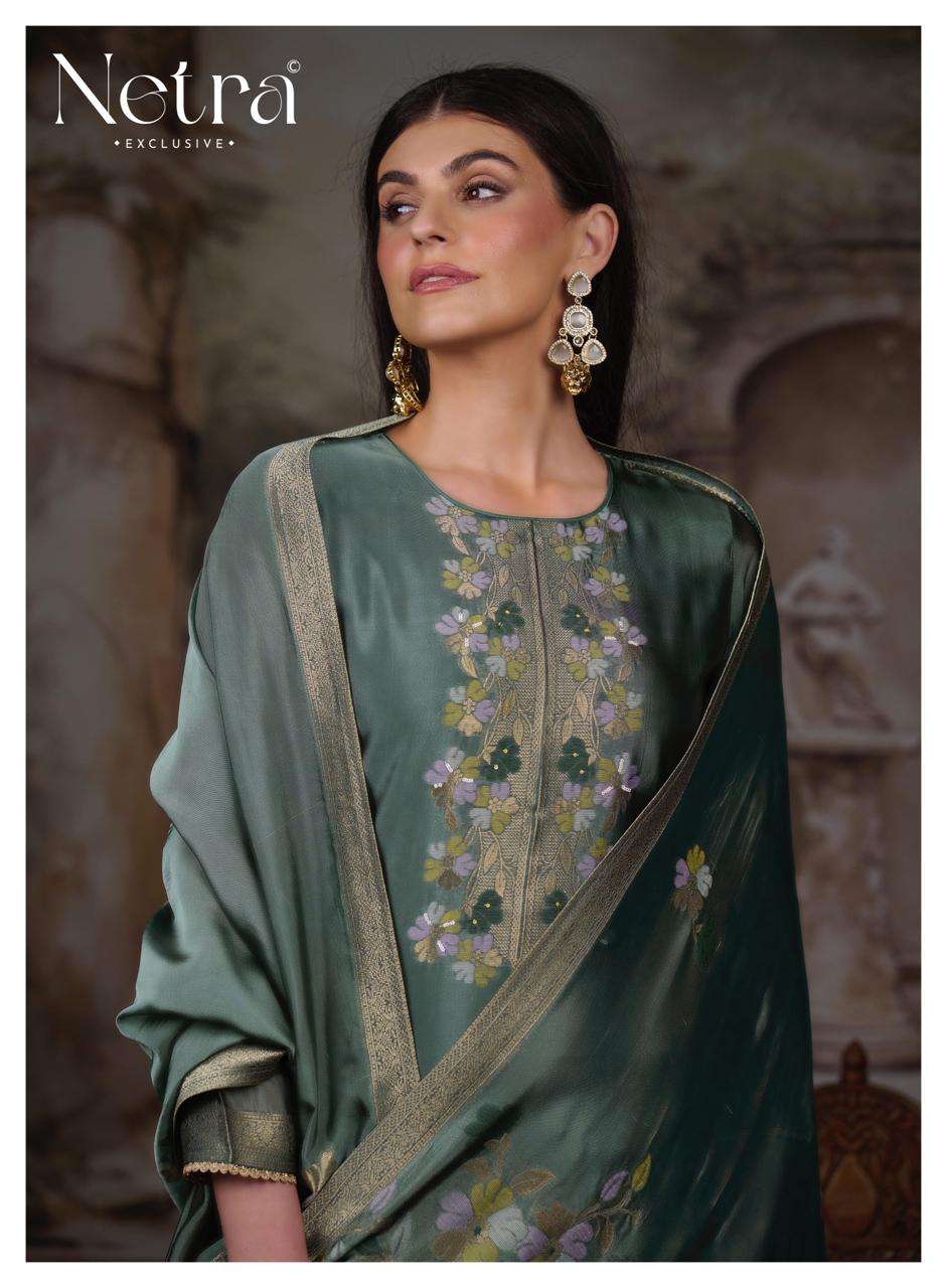 Netra Exclusive Purva Designer Viscose Silk Jacquard Suit Set