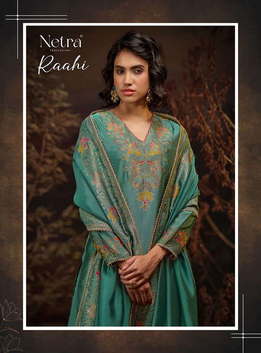 jacquard silk dress material Teal Zari Floral Jacquard Weaving on Shimmer Silk Dress Material