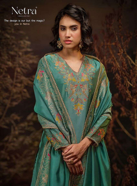 Netra Exclusive Raahi Viscose Silk Jacquard Wedding Wear Dress Material Wholesale