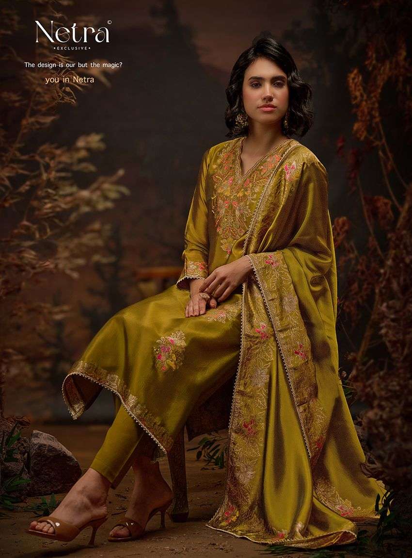 Netra Exclusive Raahi Viscose Silk Jacquard Wedding Wear Dress Material Wholesale