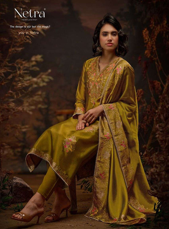 Netra Exclusive Raahi Viscose Silk Jacquard Wedding Wear Dress Material Wholesale