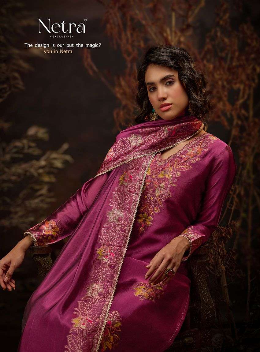 Netra Exclusive Raahi Viscose Silk Jacquard Wedding Wear Dress Material Wholesale
