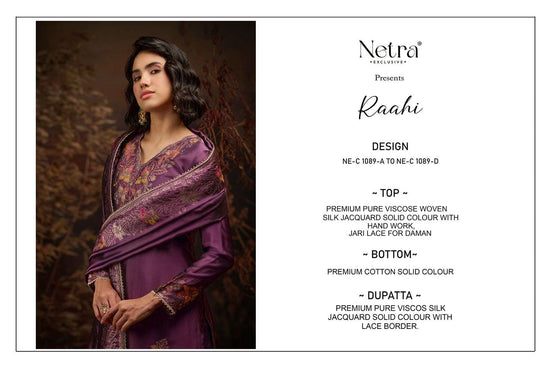 Netra Exclusive Raahi Viscose Silk Jacquard Wedding Wear Dress Material Wholesale