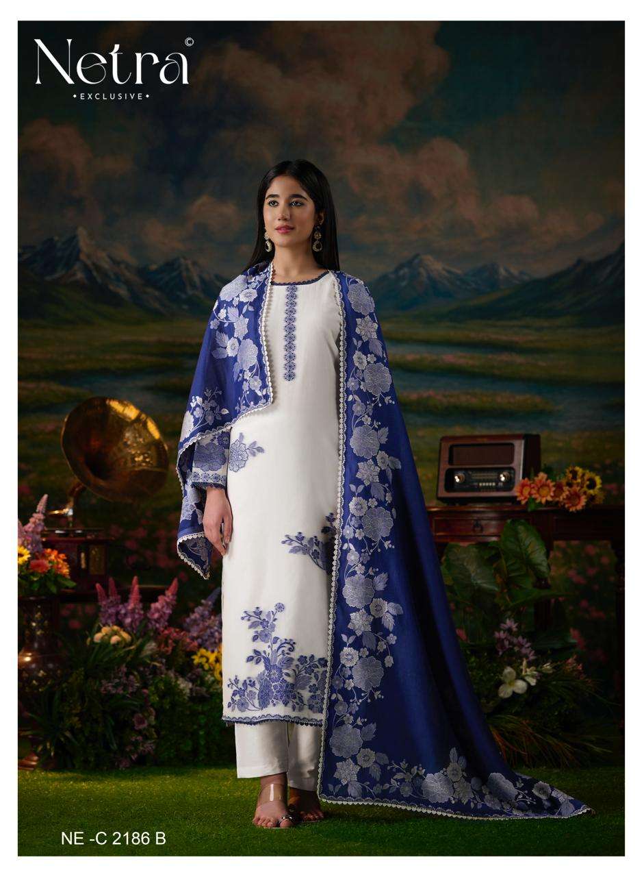 Netra Suman Bemberg Banarasi Jamdani Dress Material - Amrah Wholesale