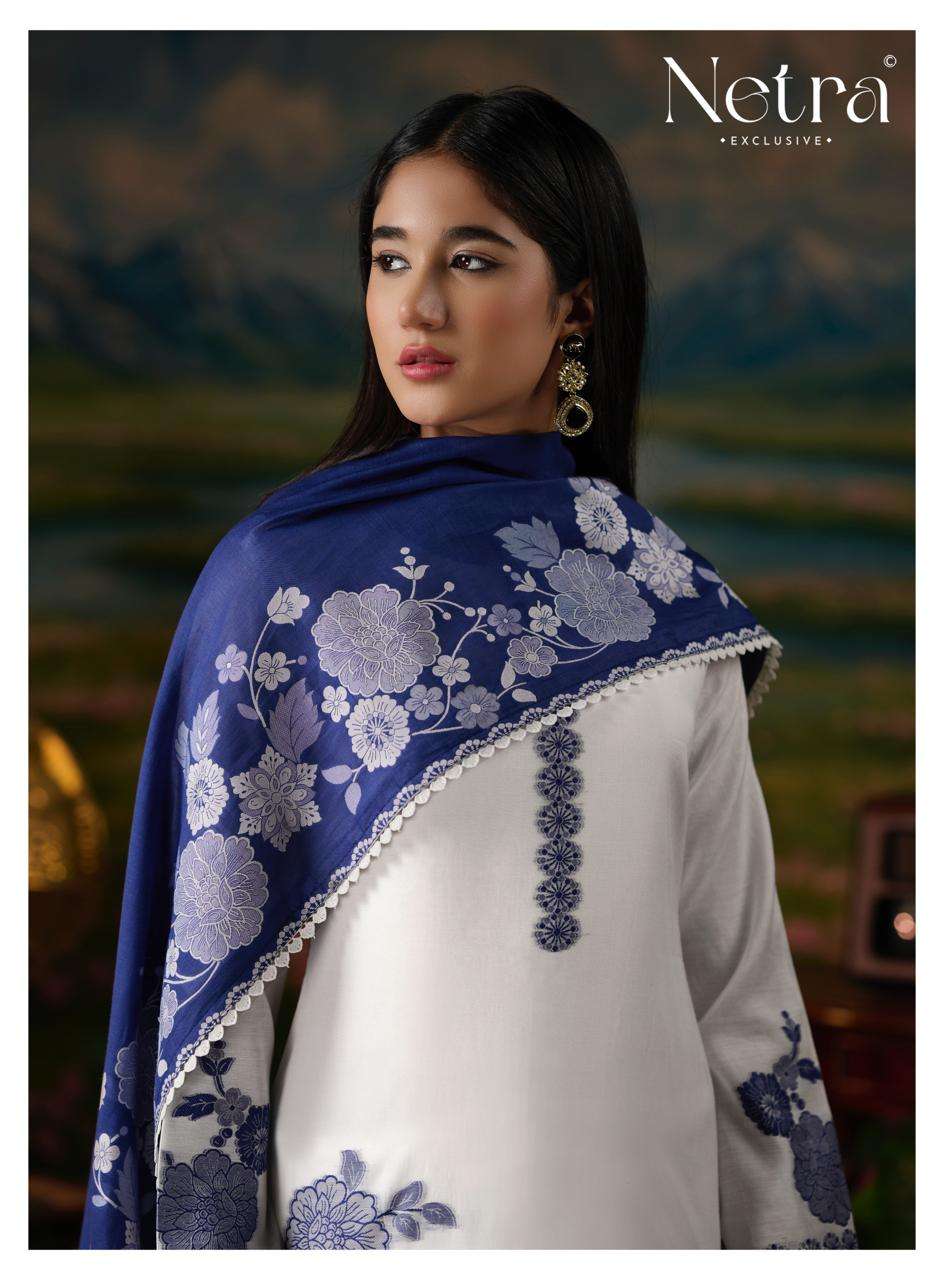 Netra Suman Bemberg Banarasi Jamdani Dress Material - Amrah Wholesale