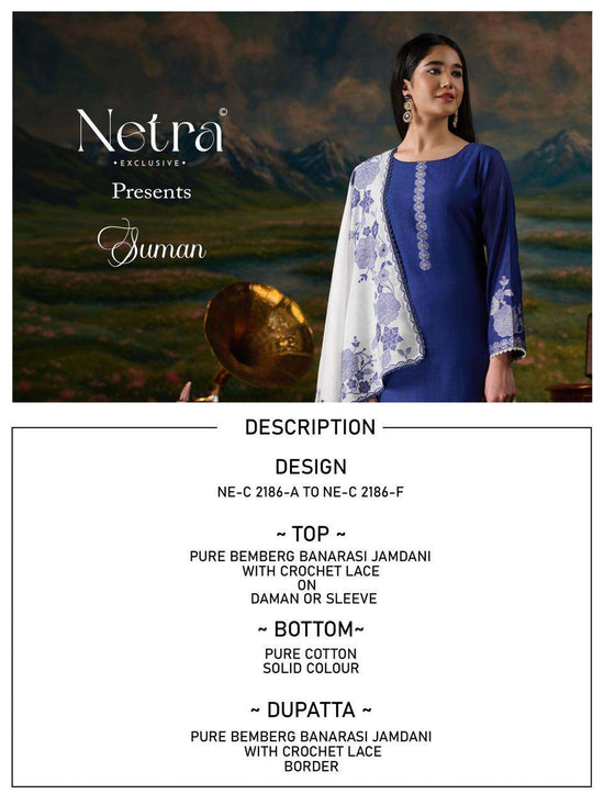Netra Suman Bemberg Banarasi Jamdani Dress Material - Amrah Wholesale