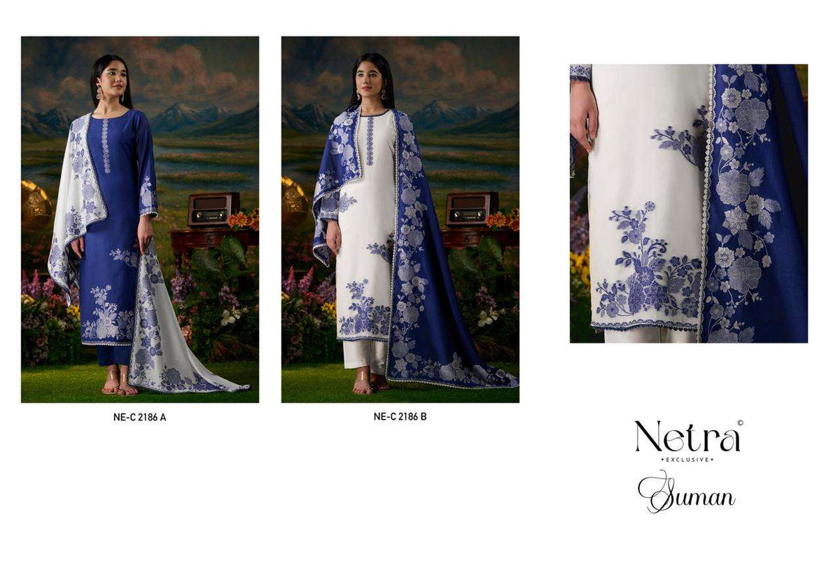 Netra Suman Bemberg Banarasi Jamdani Dress Material - Amrah Wholesale