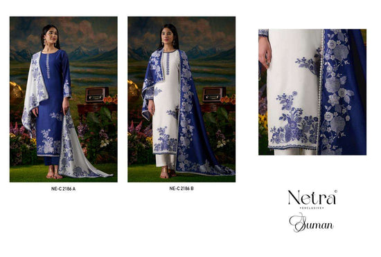 Netra Suman Bemberg Banarasi Jamdani Dress Material - Amrah Wholesale