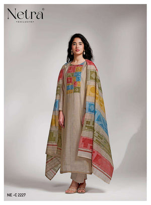 Netra Surekha Banarasi Mul Chanderi Dress Material - Amrah Wholesale