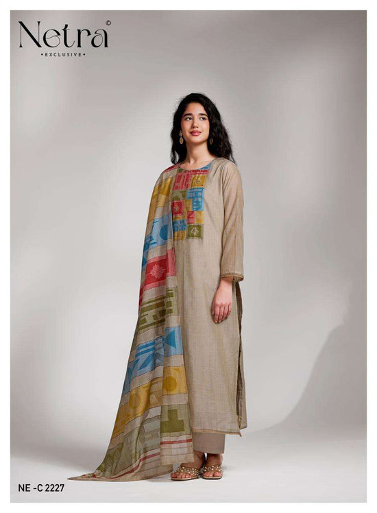 Netra Surekha Banarasi Mul Chanderi Dress Material - Amrah Wholesale