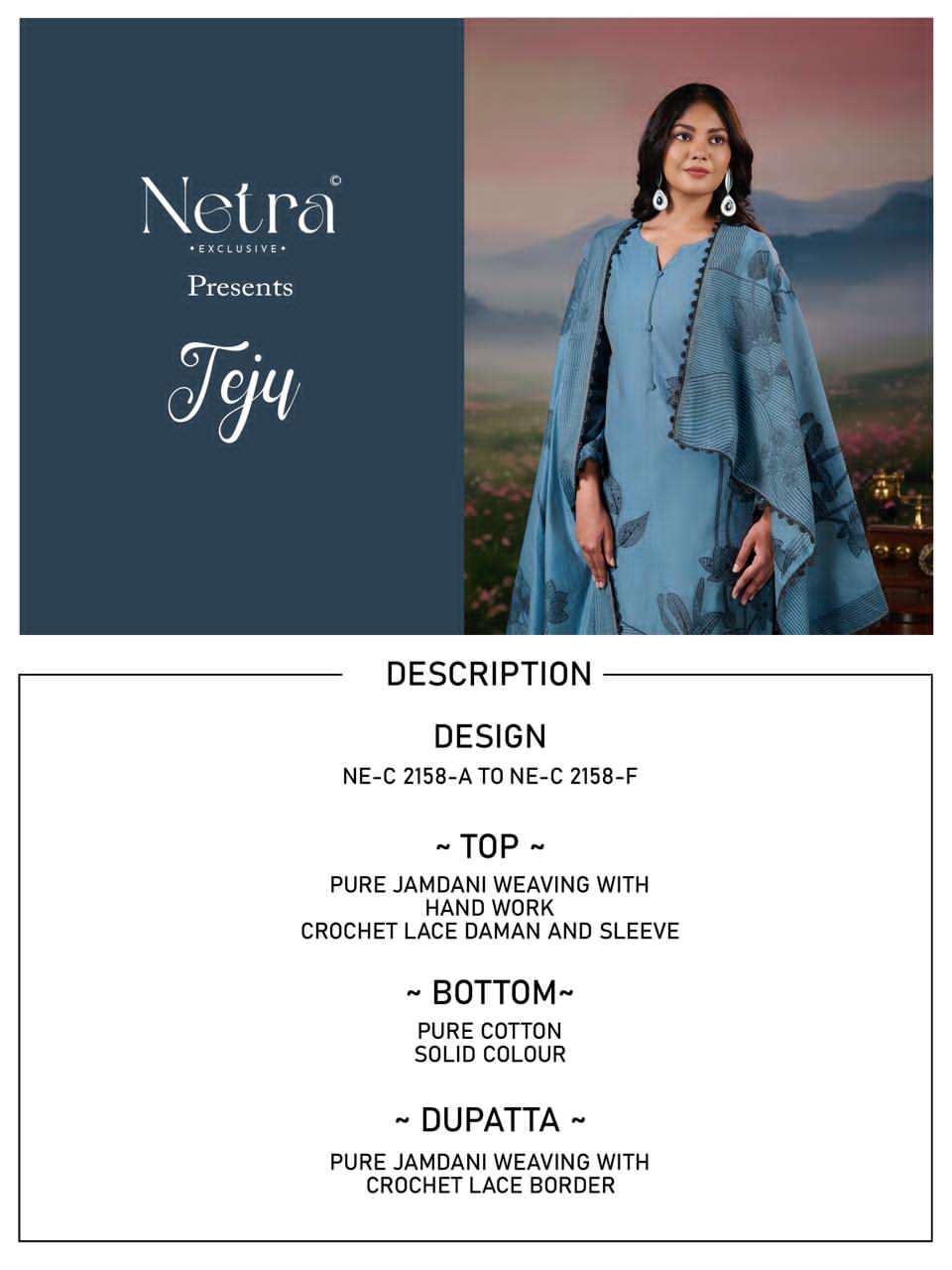 Netra Exclusive Teju Pure Jamdani Weaving Dress Material