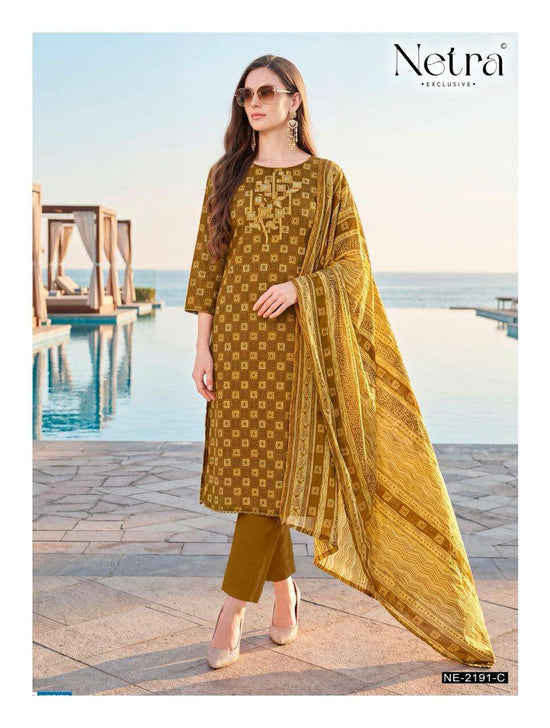 Netra Toshika Pure Cotton Digital Print Dress Material - Amrah Wholesale