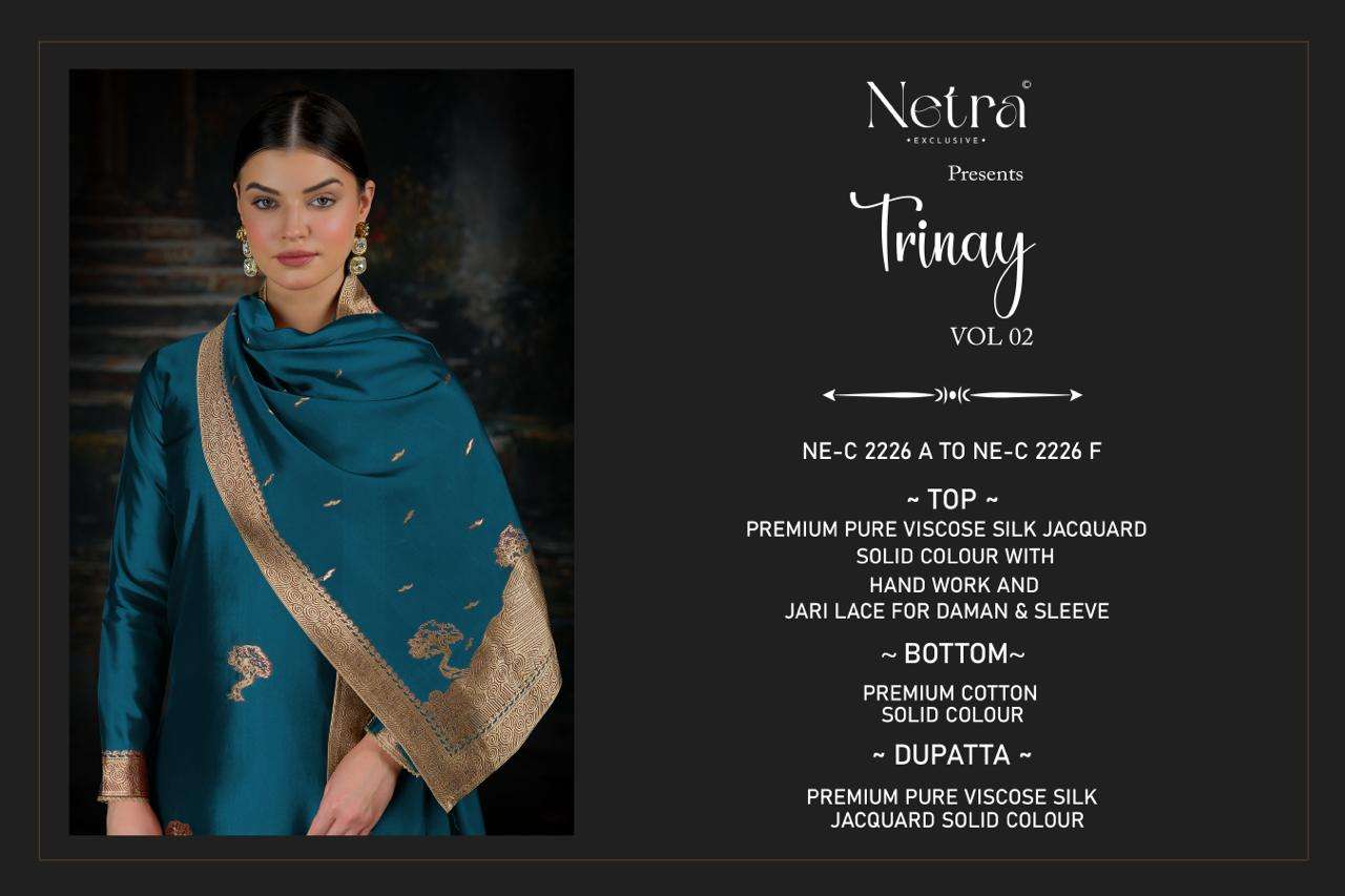 Netra Trinay Vol 2 Premium Viscose Silk Jacquard Salwar Suit