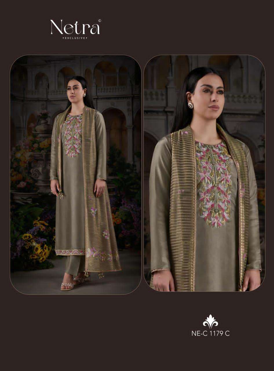 Netra Vama Pure Bemberg Gadwal Silk Dress Material - Amrah Wholesale