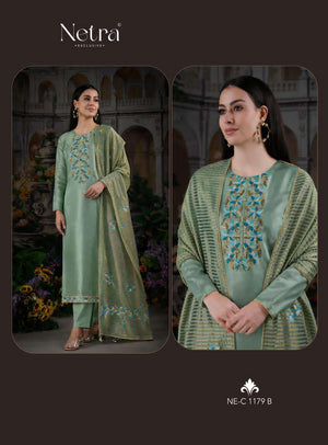 Netra Vama Pure Bemberg Gadwal Silk Dress Material