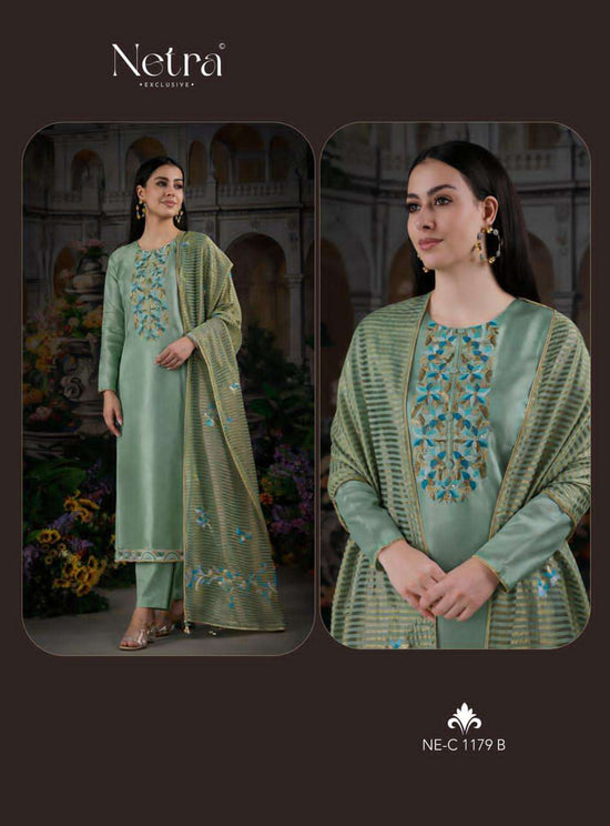 Netra Vama Pure Bemberg Gadwal Silk Dress Material