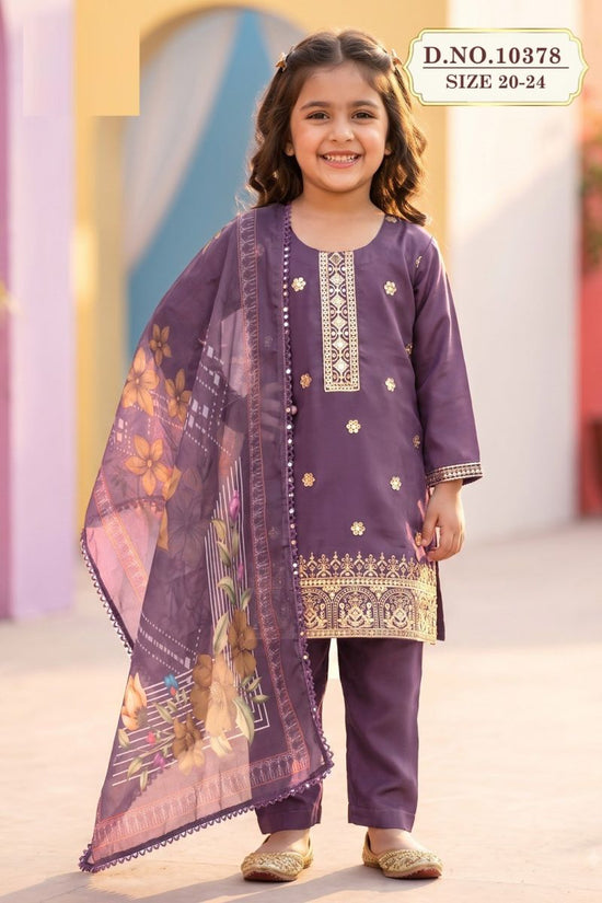 Niya 10378 Kids Roman Shimmer Sequence Work Kurti Set