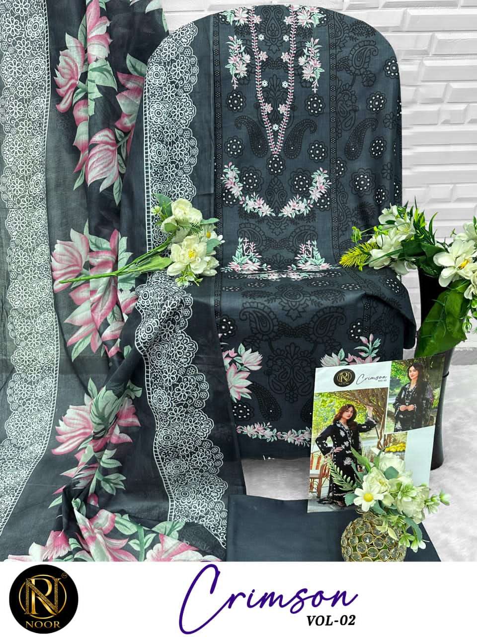 Noor Crimson Vol 2 Pure Heavy Lawn Cotton Dress Material