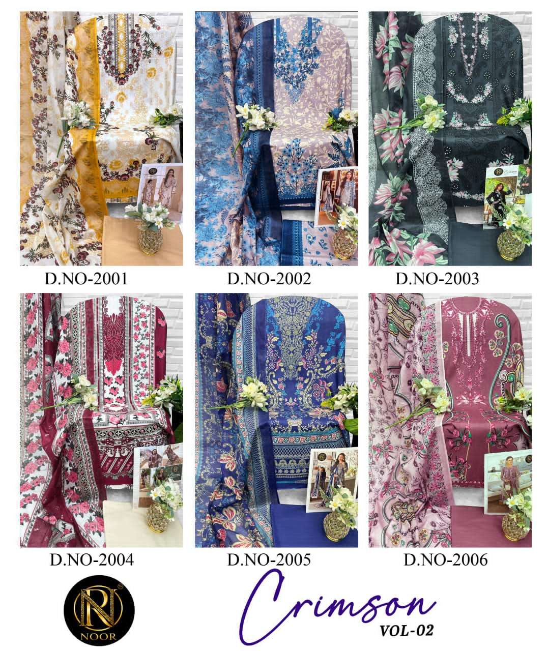 Noor Crimson Vol 2 Pure Heavy Lawn Cotton Dress Material