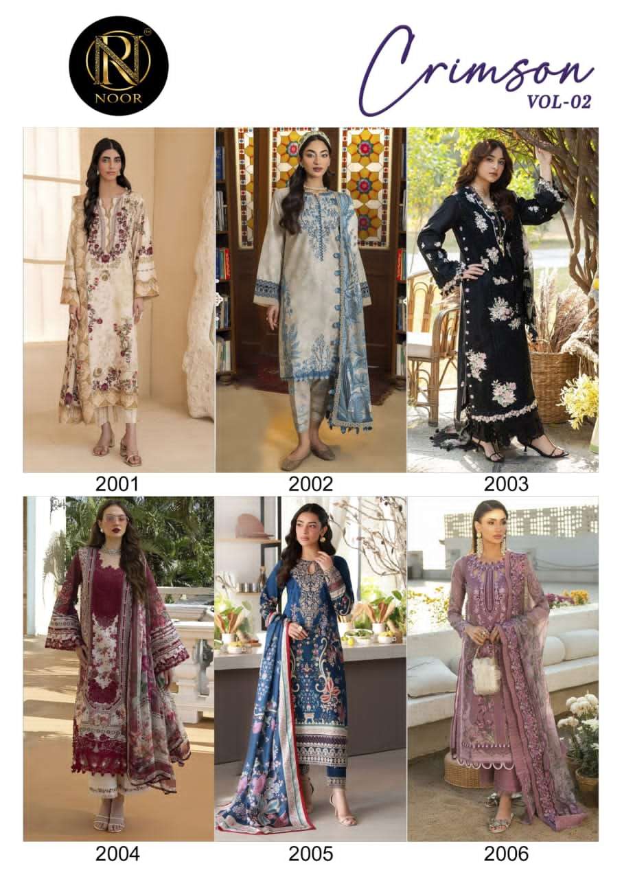 Noor Crimson Vol 2 Pure Heavy Lawn Cotton Dress Material
