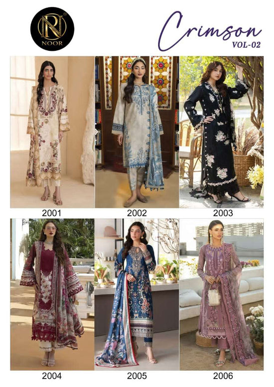 Noor Crimson Vol 2 Pure Heavy Lawn Cotton Dress Material