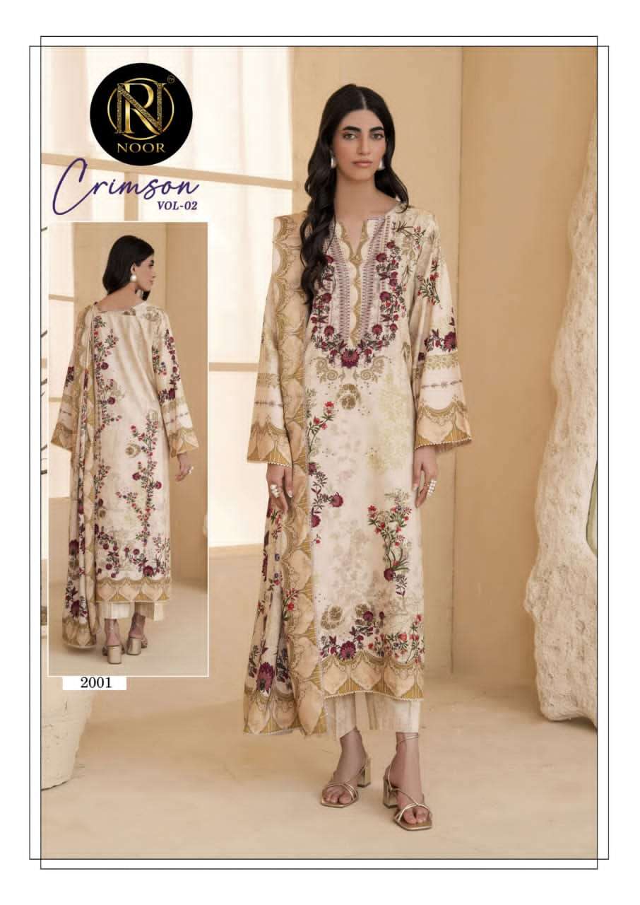 Noor Crimson Vol 2 Pure Heavy Lawn Cotton Dress Material