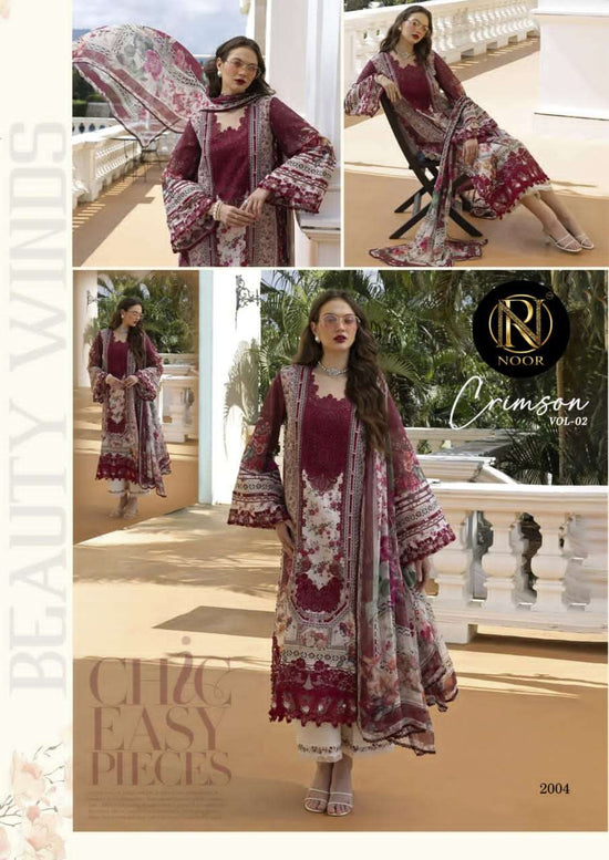 Noor Crimson Vol 2 Pure Heavy Lawn Cotton Dress Material