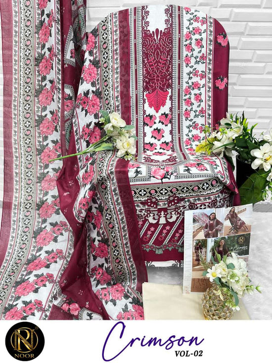 Noor Crimson Vol 2 Pure Heavy Lawn Cotton Dress Material