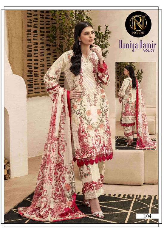 Noor Haniya Aamir Vol 1 Pure Heavy Lawn Cotton Dress Material