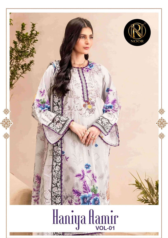 Noor Haniya Aamir Vol 1 Pure Heavy Lawn Cotton Dress Material - Amrah Wholesale