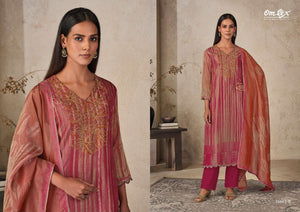 Omtex Aarika Checked Print Embroidered Dress Material