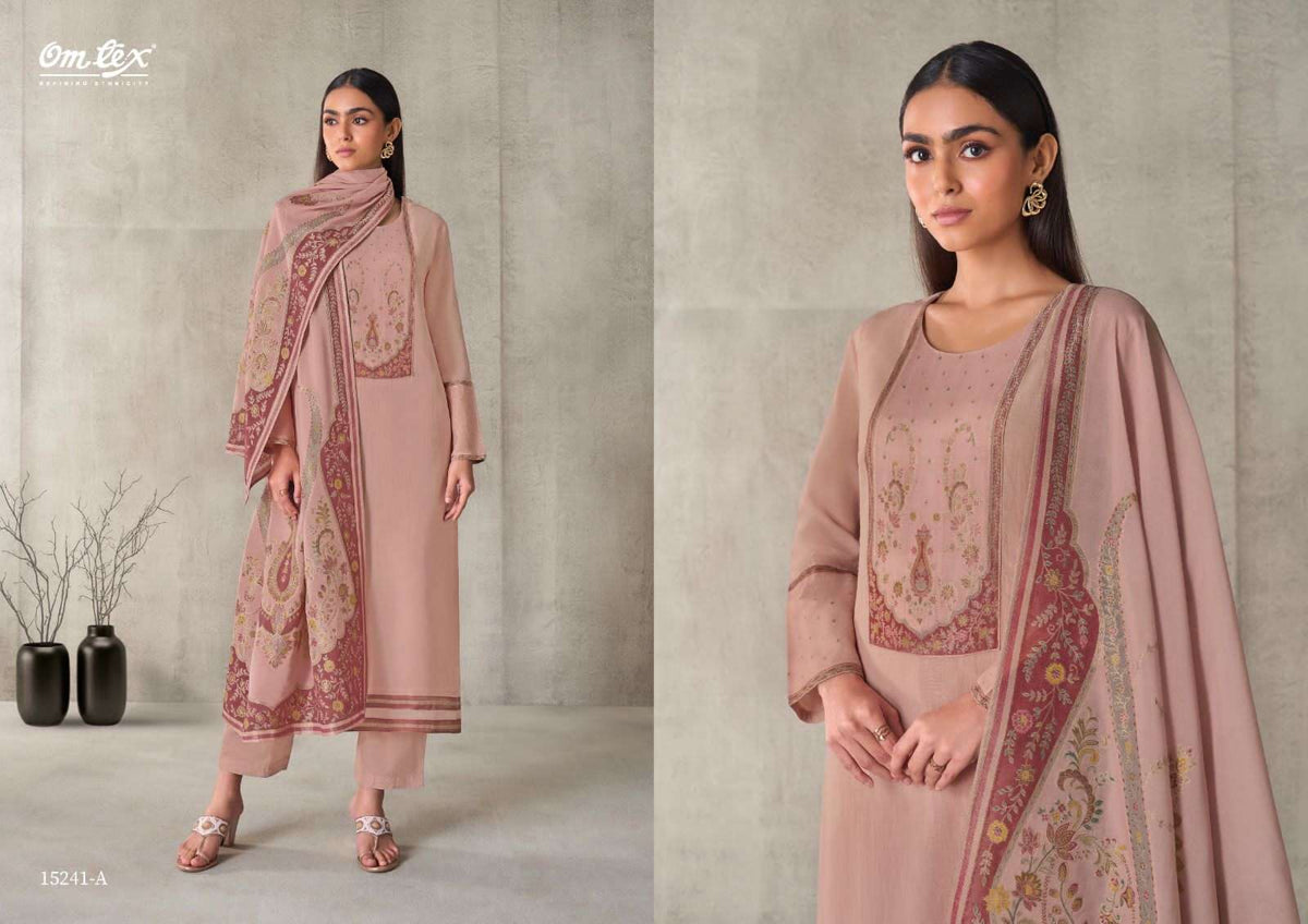 Omtex Aarviya Mal Chanderi Silk Dress Material - Amrah Wholesale