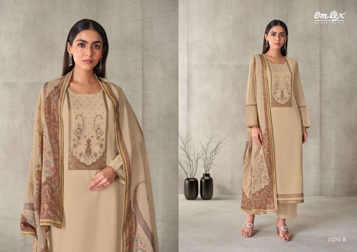 Omtex Aarviya Mal Chanderi Silk Dress Material - Amrah Wholesale