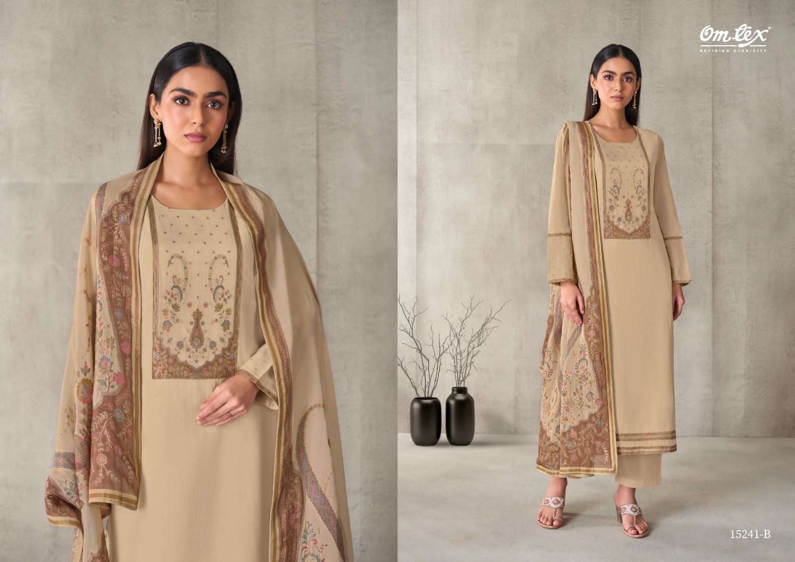 Omtex Aarviya Mal Chanderi Silk Dress Material - Amrah Wholesale