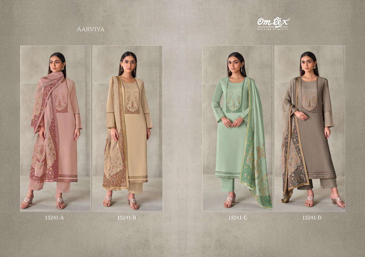 Omtex Aarviya Mal Chanderi Silk Dress Material - Amrah Wholesale