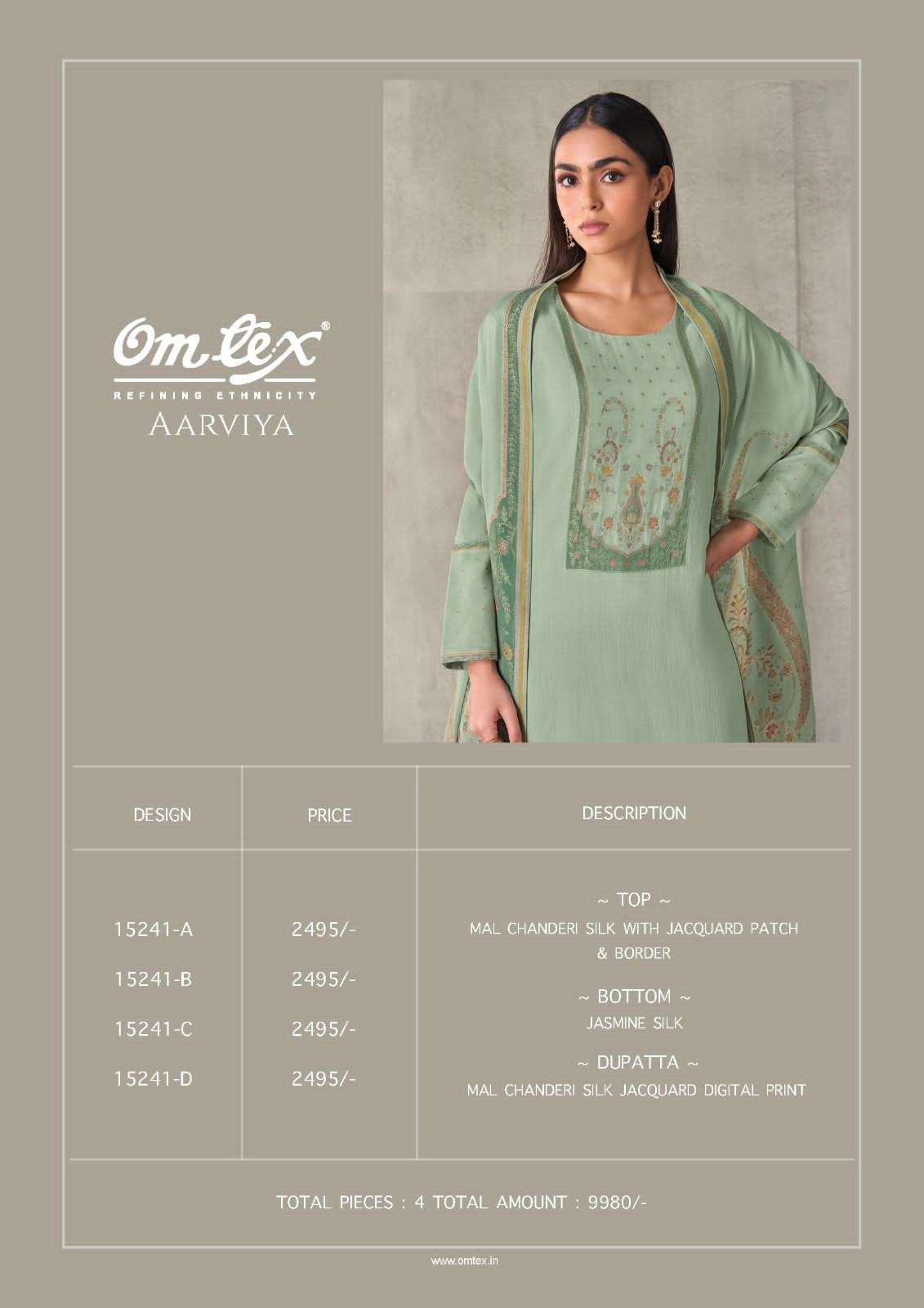 Omtex Aarviya Mal Chanderi Silk Dress Material - Amrah Wholesale