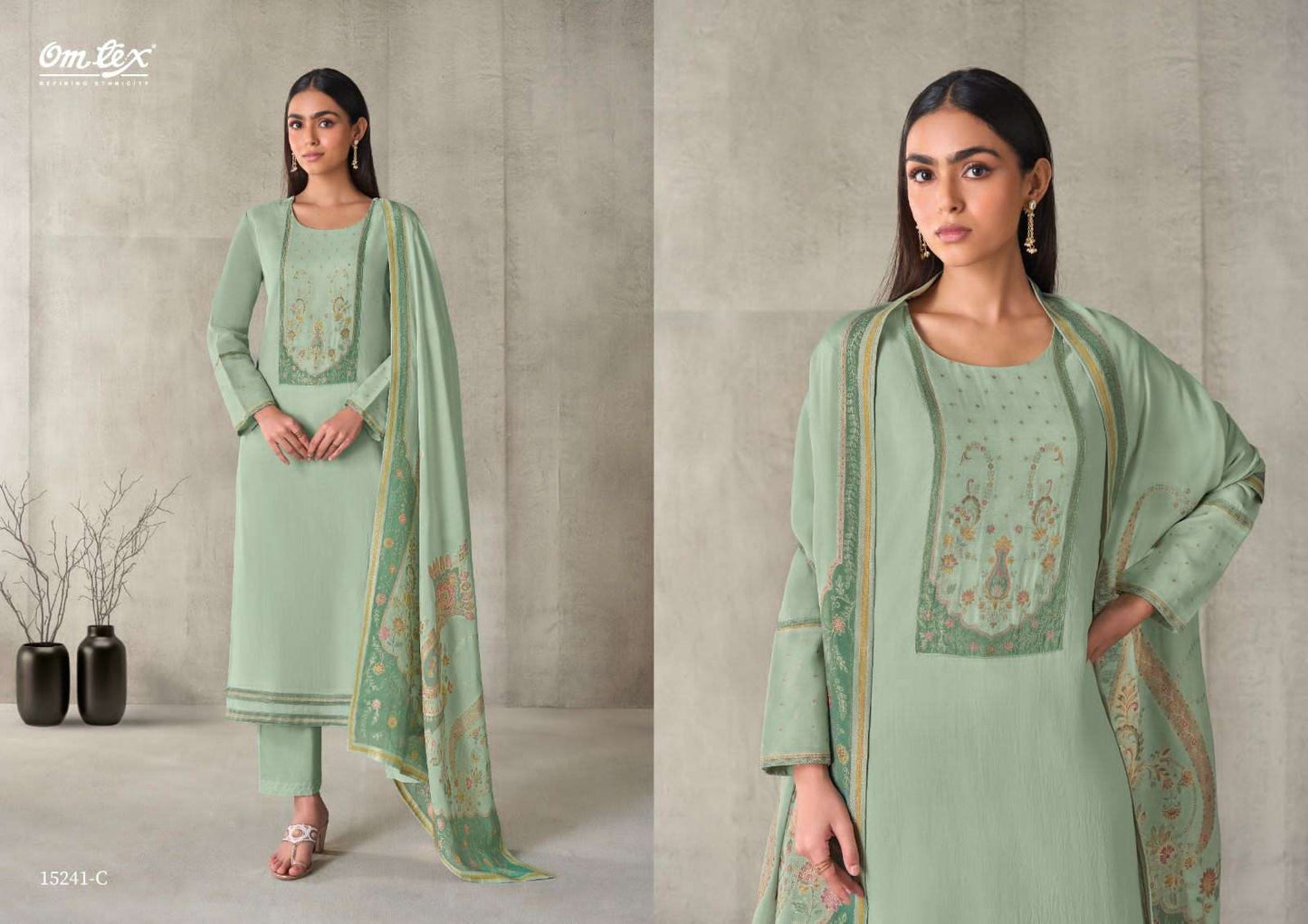 Omtex Aarviya Mal Chanderi Silk Dress Material - Amrah Wholesale