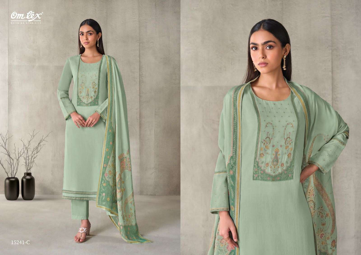Omtex Aarviya Mal Chanderi Silk Dress Material - Amrah Wholesale
