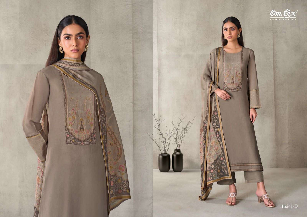 Omtex Aarviya Mal Chanderi Silk Dress Material - Amrah Wholesale