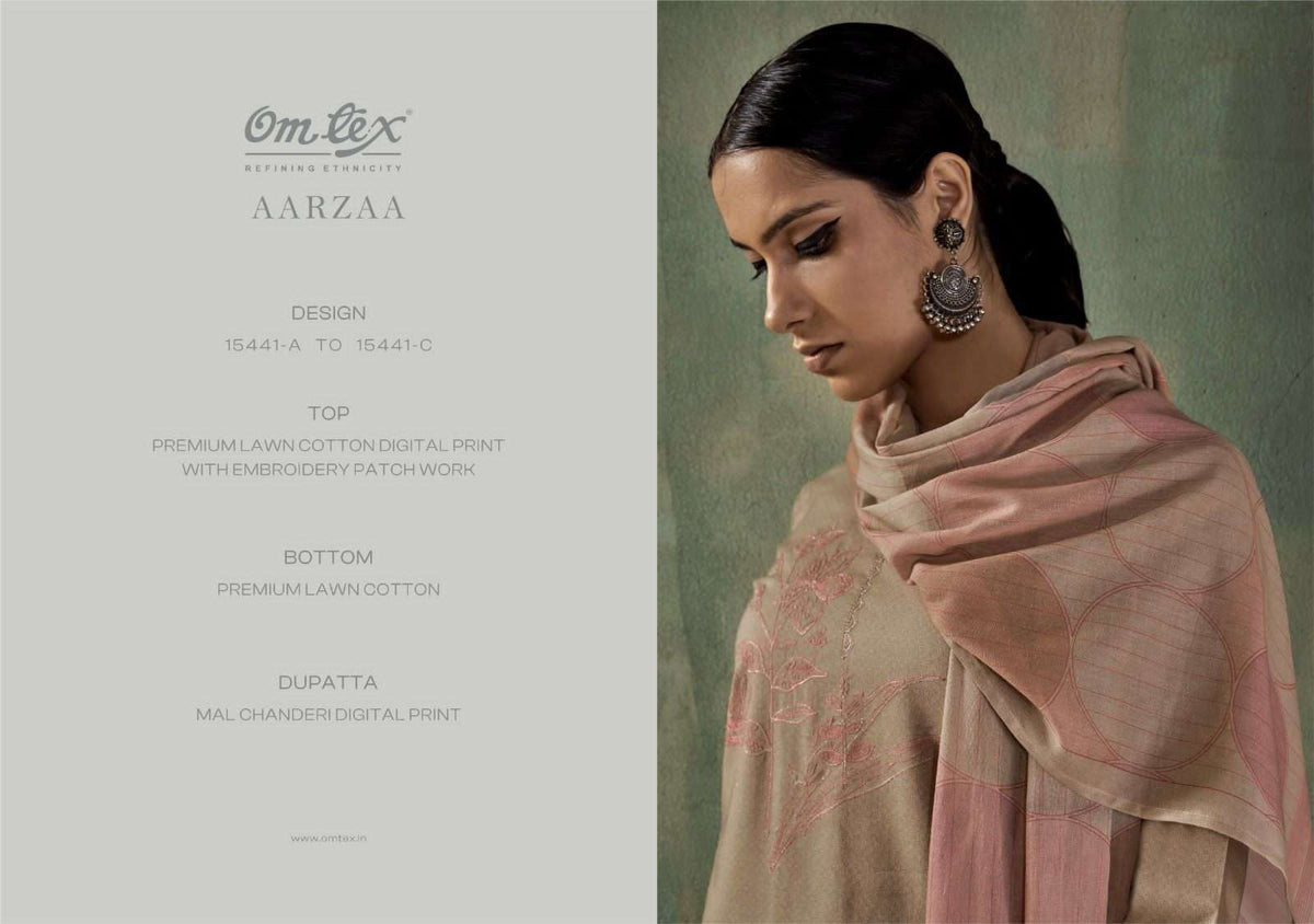 Omtex Aarzaa Premium Lawn Cotton Dress Material - Amrah Wholesale